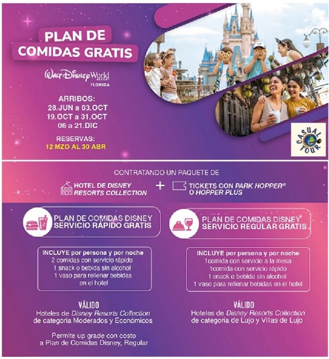 DISNEY PLAN DE COMIDAS GRATIS